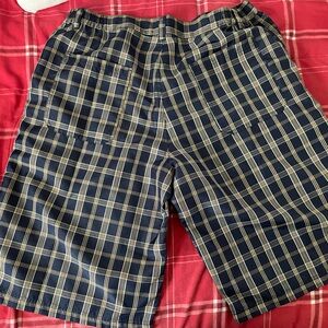 Men's Navy Plaid Shorts